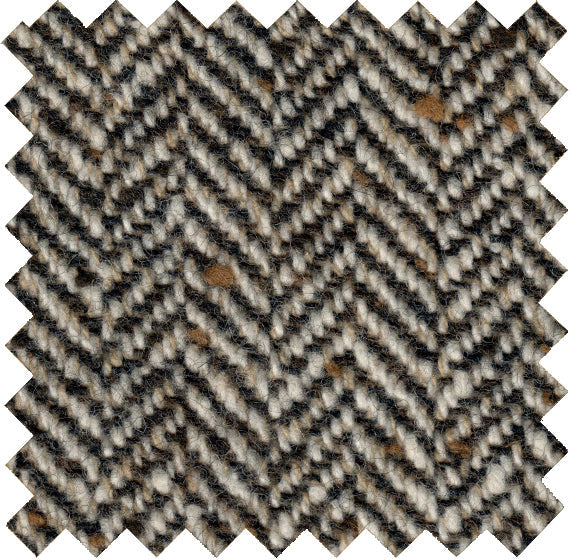 UH23 - Black / Sand Slubby Wool Herringbone